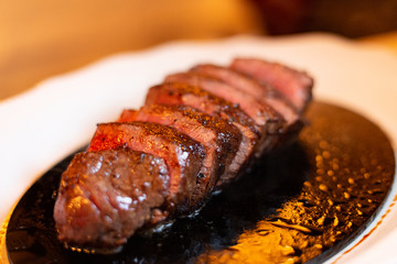 expensive grilled steak and on the stone 