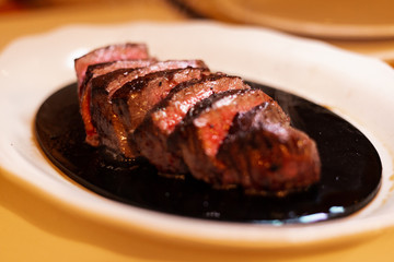 expensive grilled steak and on the stone 