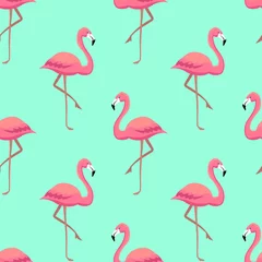 Keuken foto achterwand Turquoise Roze flamingo& 39 s naadloos patroon
