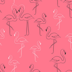  Pink flamingos seamless pattern