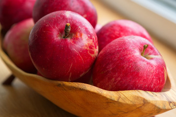 Apples red. Close up. Selective focus.