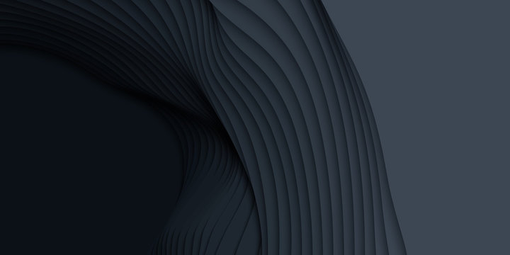 Vector 3D abstract background with paper cut shapes. Dark carving art. Paper craft landscape with gradient fade colors. Minimalistic design layout for business presentations, flyers, posters.