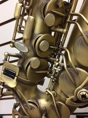 detailed close up of saxophone keys