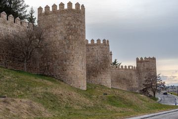 Fototapeta na wymiar View of the wall of Avila