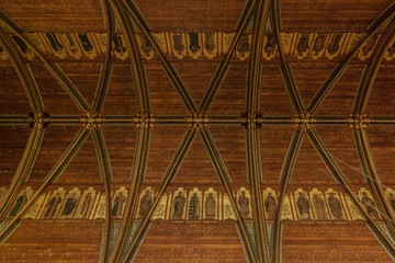Old Wooden Ceiling with Painted Saints in the English Chapel 
