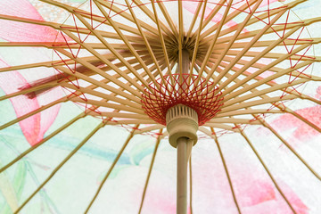 asian umbrella detail handmade decorated close up