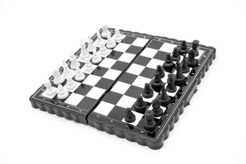 Pocket plastic game of chess, checkers