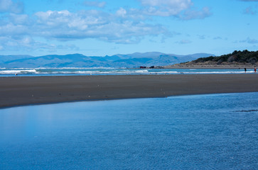 On a beach in Christchurch in New Zealand