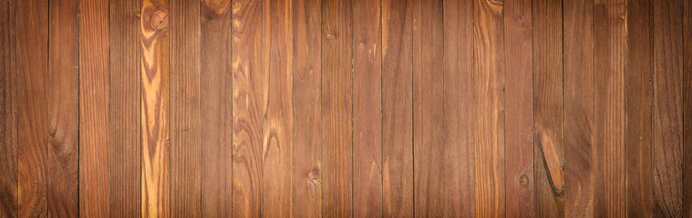 Panoramic view of a wooden table, wood texture close-up