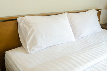 White pillows on a bed Comfortable soft pillows on the bed