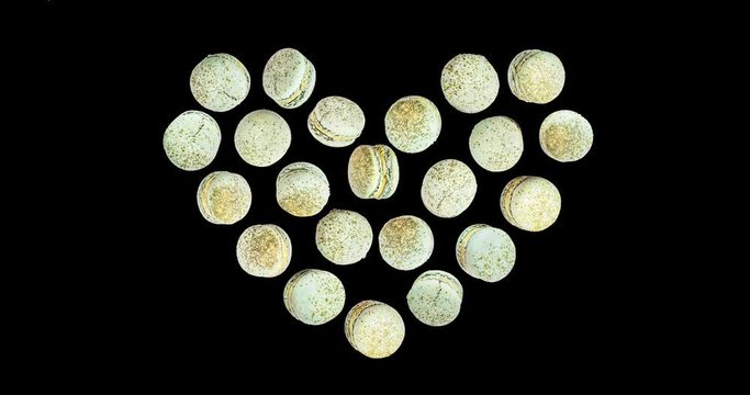 Love Macarons, fly falling macaroon. Alpha Channel