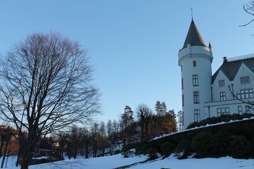 Fototapeta na wymiar Winter landscape in a castle