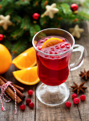 Glass of hot mulled wine