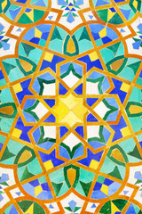 Moroccan mosaic tile, ceramic decoration of Hassan II Mosque, Casablanca, Morocco