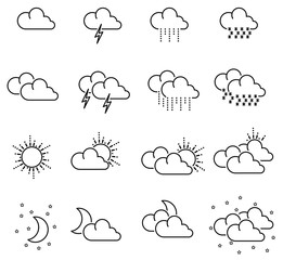 Icon linear cloud computing style symbols pc