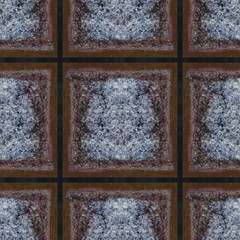 Seamless photo texture of wooden tiles with ice on frost day