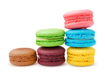 Fototapeta na wymiar macaroons isolated on white background, clipping path, full depth of field