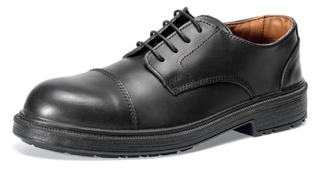 black leather shoe