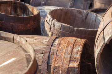 Empty old barrels