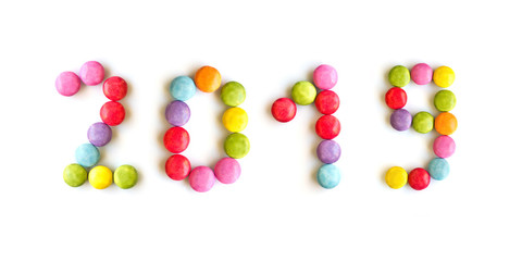 2019 colorful candies  isolated on white background