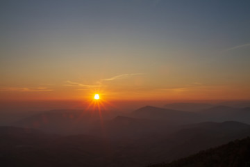 sunset in the mountains