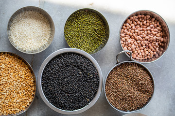 Grains in different bowls