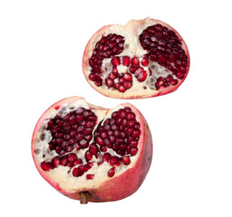 red pomegranate isolated on the white