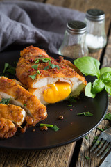Chicken cordon bleu. Chicken roll with ham and cheese