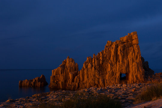 Red Rocks at dusk, Arbatax, Tortol&igrave;, Province of Nuoro, Sardinia, Italy