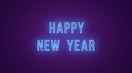 Neon inscription of Happy New Year. Vector neon