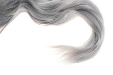 closeup piece of grey hair