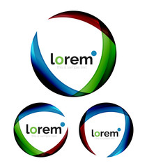 Set of geometric shape convergence logo design templates