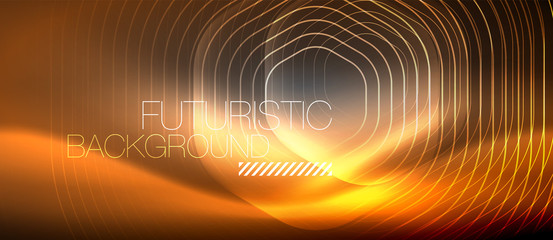 Neon glowing lines, magic energy space light concept, abstract background wallpaper design