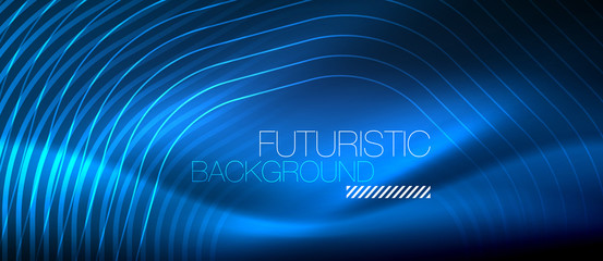 Neon glowing lines, magic energy space light concept, abstract background wallpaper design