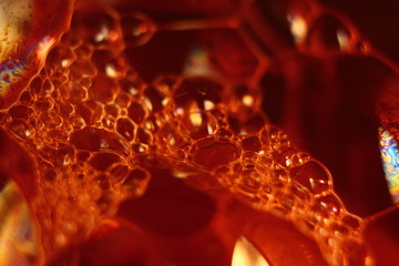 Red soap bubbles