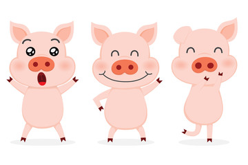 Set of  Cute pigs.