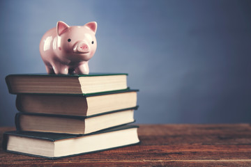piggy bank on book