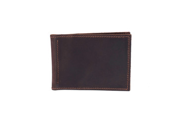 Leather wallet on a white background, isolated. It can be used as a background