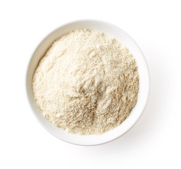 Oat porridge powder isolated on white, from above