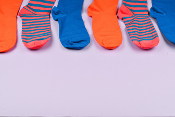 Colorful collection of cotton socks.