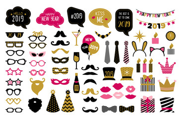 Happy new year 2019 photo booth props