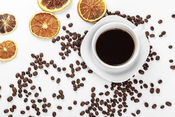 cup of coffee on white background