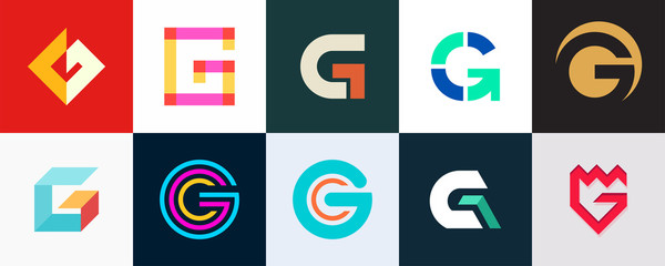 Set of letter G logo Set of letter G logo. Icon design. Template elements - Collection of vector sign