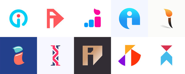 Set of letter I logo. Icon design. Template elements - Collection of vector sign
