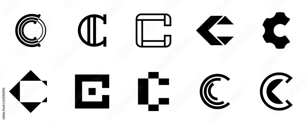 Poster set of letter c logo. icon design. template elements - collection of vector sign