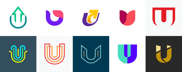 Set of letter U logo. Icon design. Template elements - Collection of vector sign