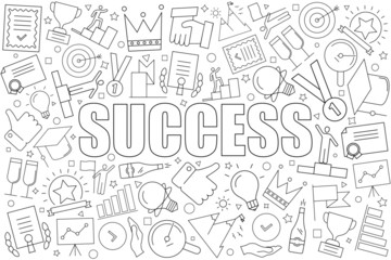 Success background from line icon. Linear vector pattern. Vector illustration