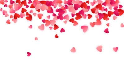 Red flying hearts bright love passion vector background.