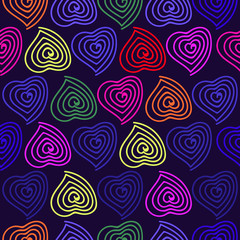 Abstract seamless pattern with heart shaped line motif