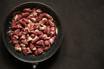 chicken hearts are a fresh product. Top view